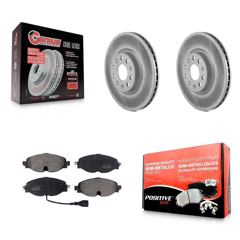 Front Coated Disc Brake Rotors And Semi-Metallic Pads Kit For Volkswagen Audi GTI A3 Quattro Golf Alltrack Sportback e-tron TT Taos Passat KGF-101849