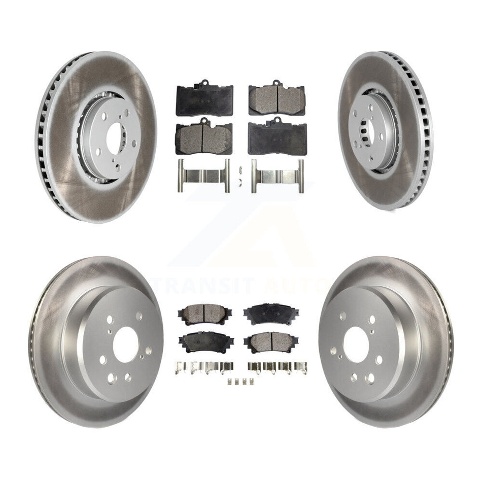 Front Rear Coated Disc Brake Rotors And Semi-Metallic Pads Kit (6Pc) For Lexus IS200t IS300 IS350 KGF-101859