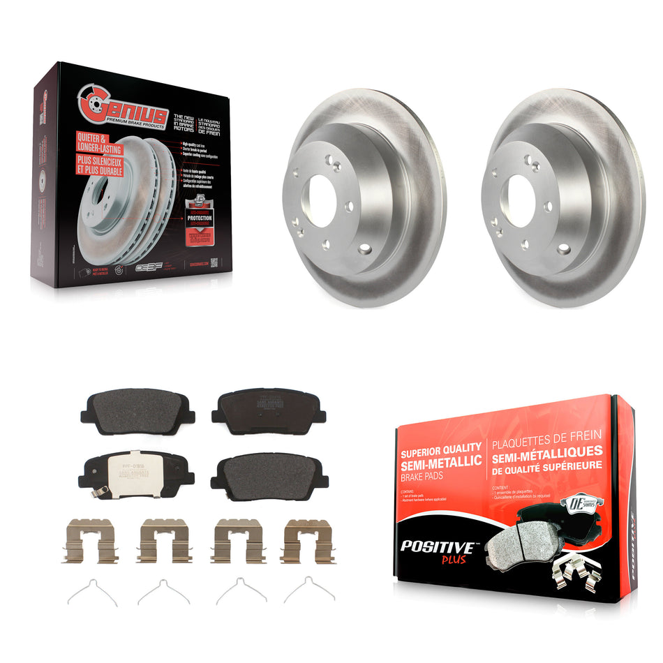 Rear Coated Disc Brake Rotors And Semi-Metallic Pads Kit For 2014-2015 Kia Sorento With Red Painted Calipers KGF-101871