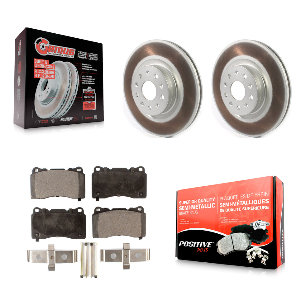 Front Coated Disc Brake Rotors And Semi-Metallic Pads Kit For Cadillac CTS CT6 Chevrolet Camaro KGF-101877