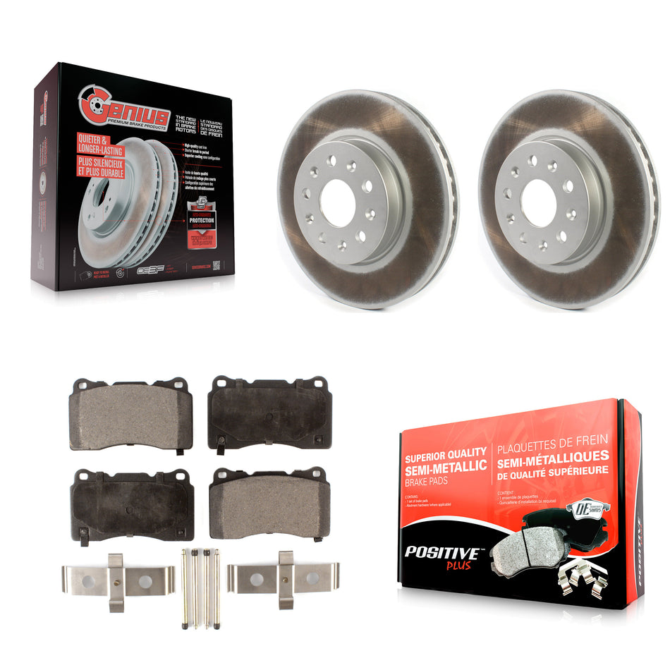 Front Coated Disc Brake Rotors And Semi-Metallic Pads Kit For Chevrolet Camaro Cadillac CTS CT6 KGF-101880