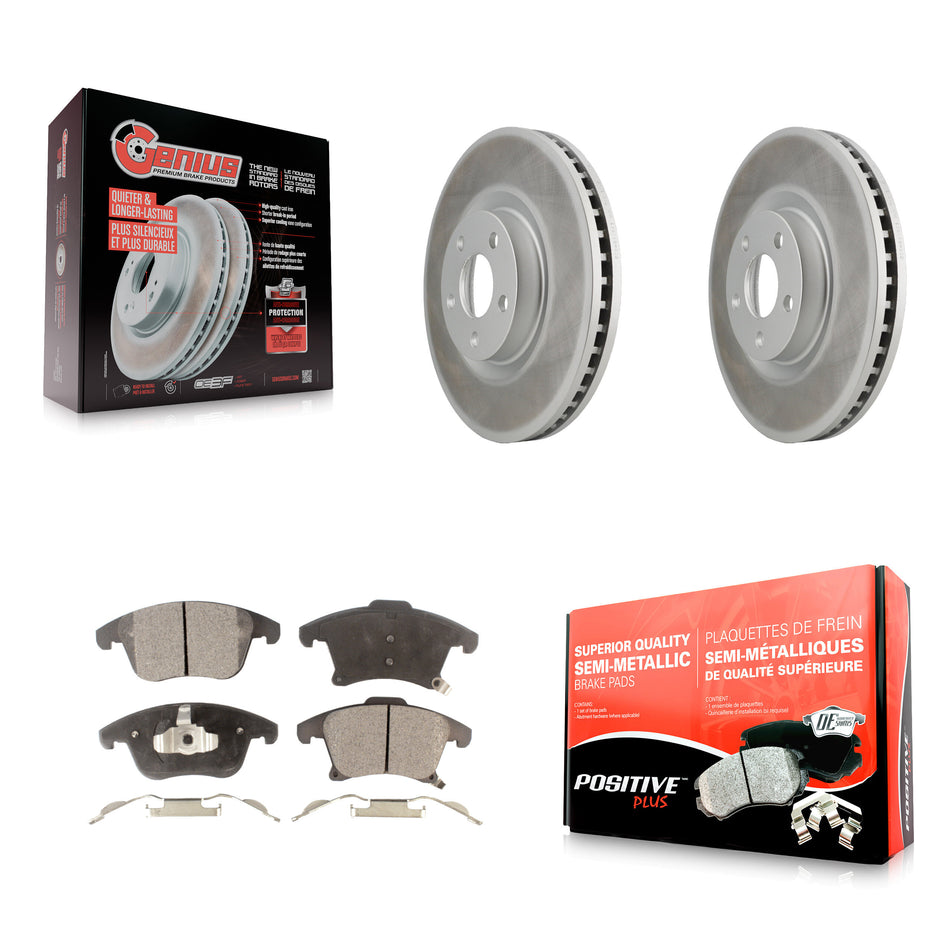 Front Coated Disc Brake Rotors And Semi-Metallic Pads Kit For 2019-2020 Ford Police Responder Hybrid SSV Plug-In KGF-101889