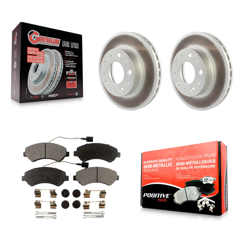 Front Coated Disc Brake Rotors And Semi-Metallic Pads Kit For Ram ProMaster 1500 2500 3500 KGF-101892