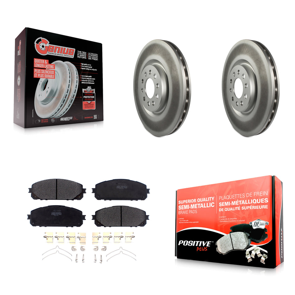 Front Coated Disc Brake Rotors And Semi-Metallic Pads Kit For 2014-2021 Jeep Cherokee With Dual Piston Caliper KGF-101893