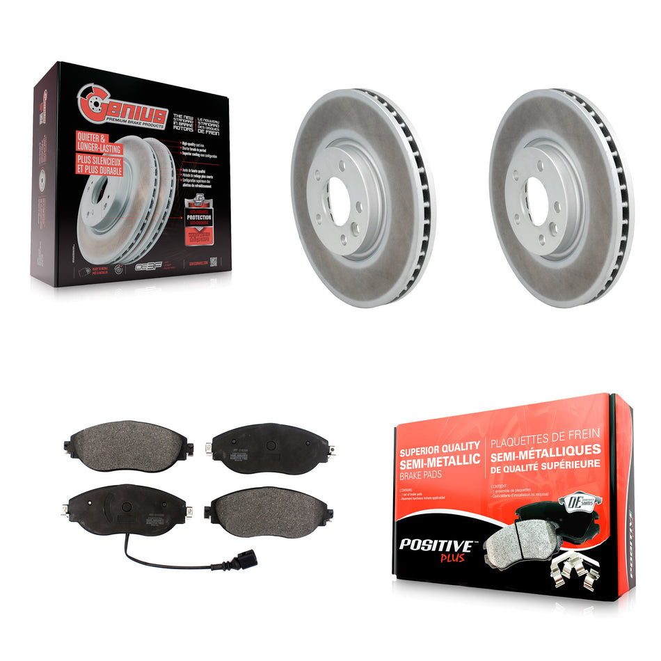 Front Coated Disc Brake Rotors And Semi-Metallic Pads Kit For Volkswagen CC AWD KGF-101905
