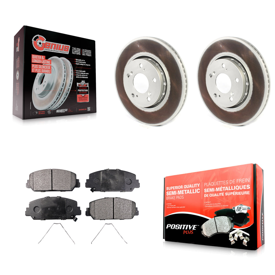 Front Coated Disc Brake Rotors And Semi-Metallic Pads Kit For Acura RLX KGF-101907