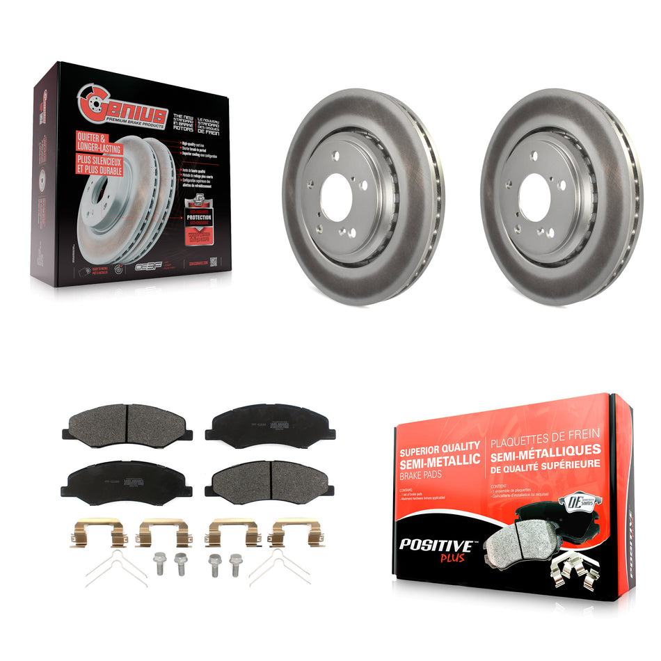 Front Coated Disc Brake Rotors And Semi-Metallic Pads Kit For 2018-2023 Honda Odyssey KGF-101909