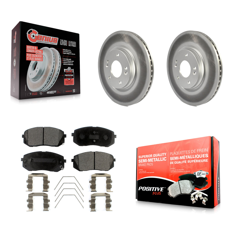 Front Coated Disc Brake Rotors And Semi-Metallic Pads Kit For Kia Soul Hyundai Kona Elantra GT Veloster Forte Seltos KGF-101913