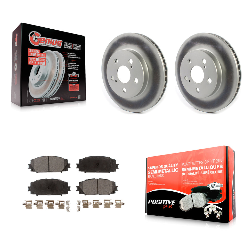 Front Coated Disc Brake Rotors And Semi-Metallic Pads Kit For Toyota Prius Corolla Prime AWD-e KGF-101919