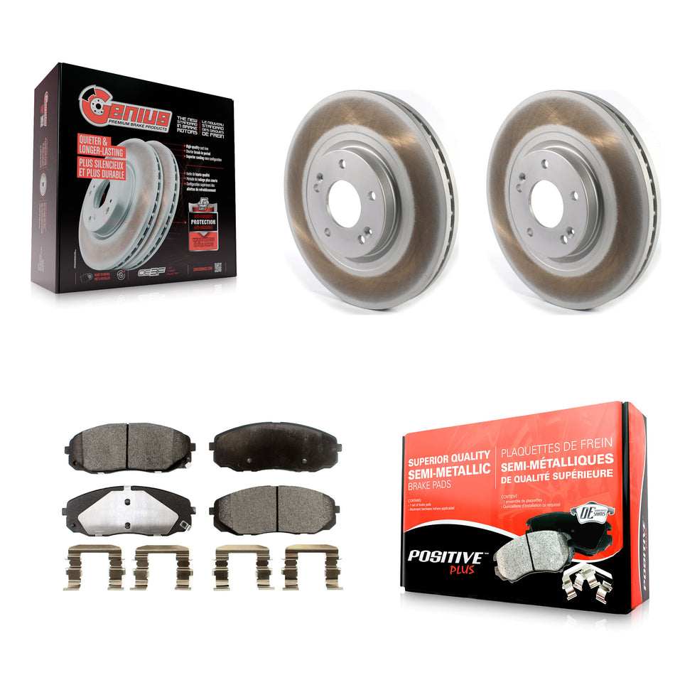 Front Coated Disc Brake Rotors And Semi-Metallic Pads Kit For 2015-2020 Kia Sedona KGF-101921