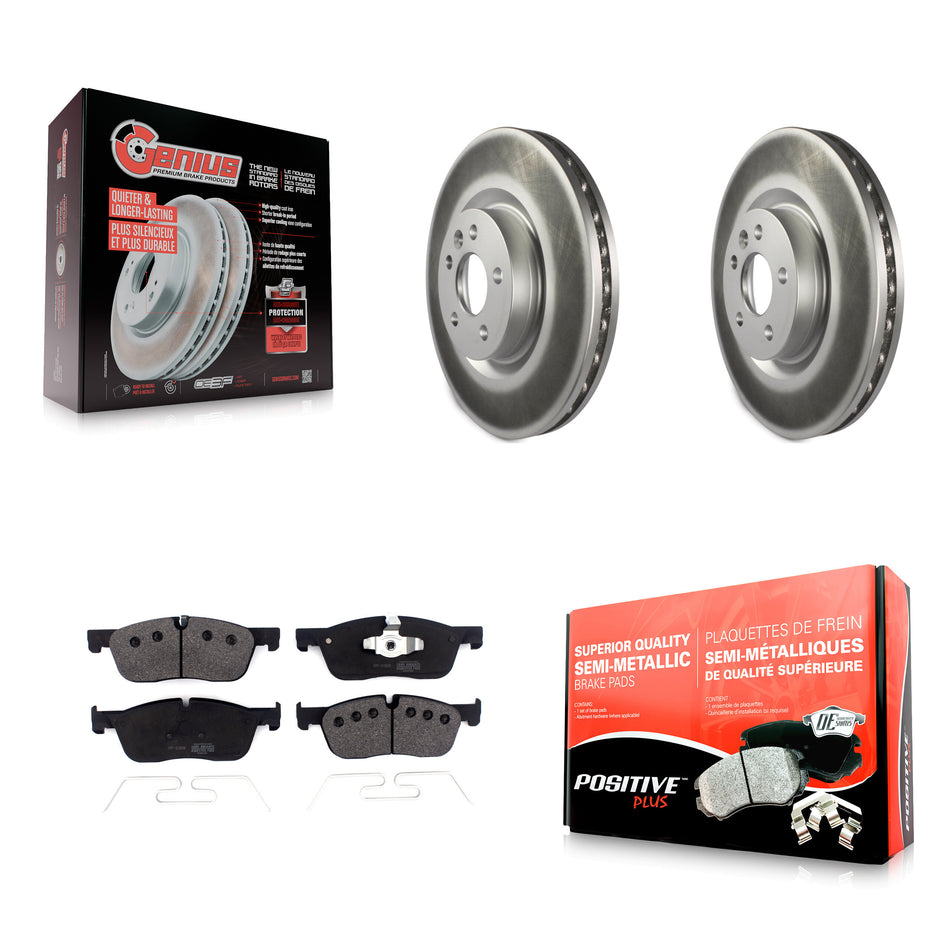 Front Coated Disc Brake Rotors And Semi-Metallic Pads Kit For Land Rover Discovery Sport Range Evoque Jaguar E-Pace KGF-101932