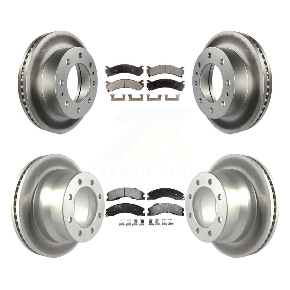 Front Rear Coated Disc Brake Rotors And Semi-Metallic Pads Kit For Chevrolet Express 4500 GMC Savana KGF-101933