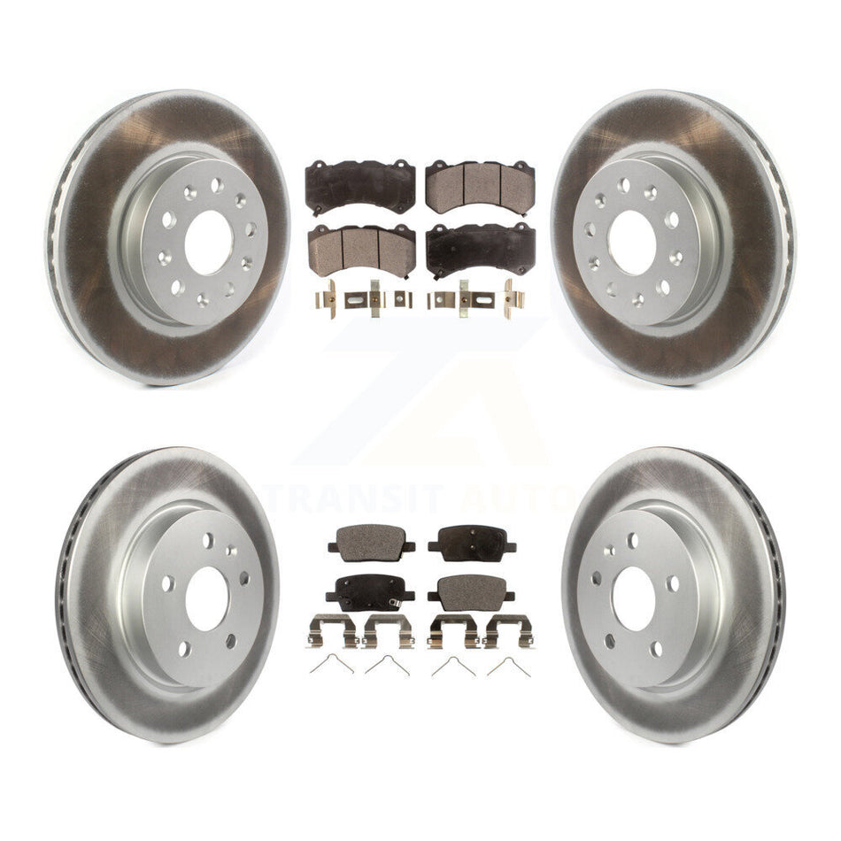 Front Rear Coated Disc Brake Rotors And Semi-Metallic Pads Kit For 2019-2020 Chevrolet Camaro LT LS With 6 Piston Brembo Calipers KGF-101951