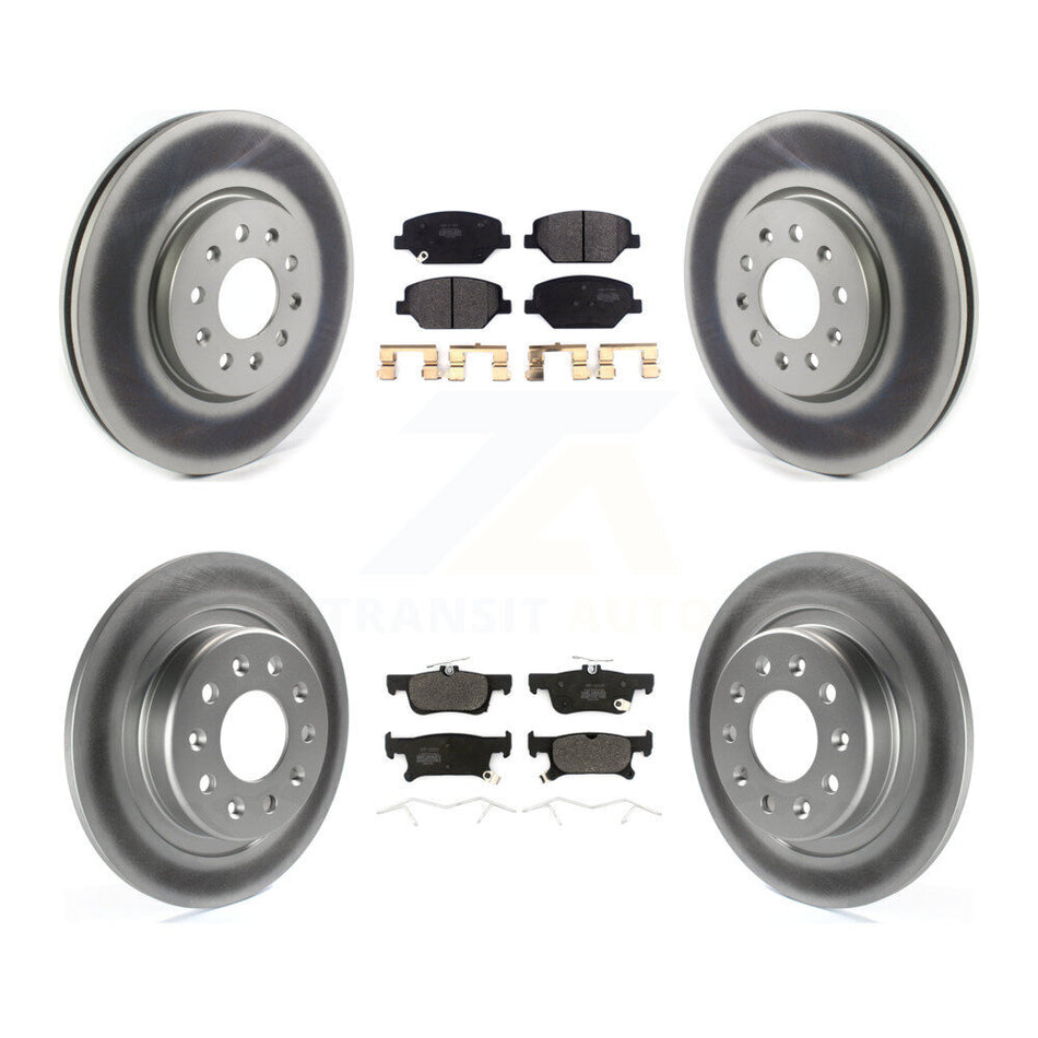 Front Rear Coated Disc Brake Rotors And Semi-Metallic Pads Kit For 2016-2018 Buick Envision With 288mm Diameter Rotor KGF-101955