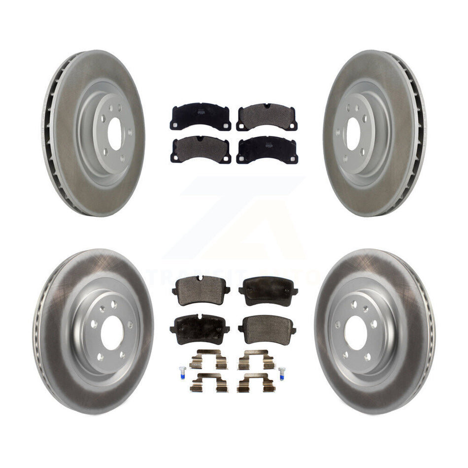 Front Rear Coated Disc Brake Rotors And Semi-Metallic Pads Kit For 2017 Porsche Macan Base KGF-101984