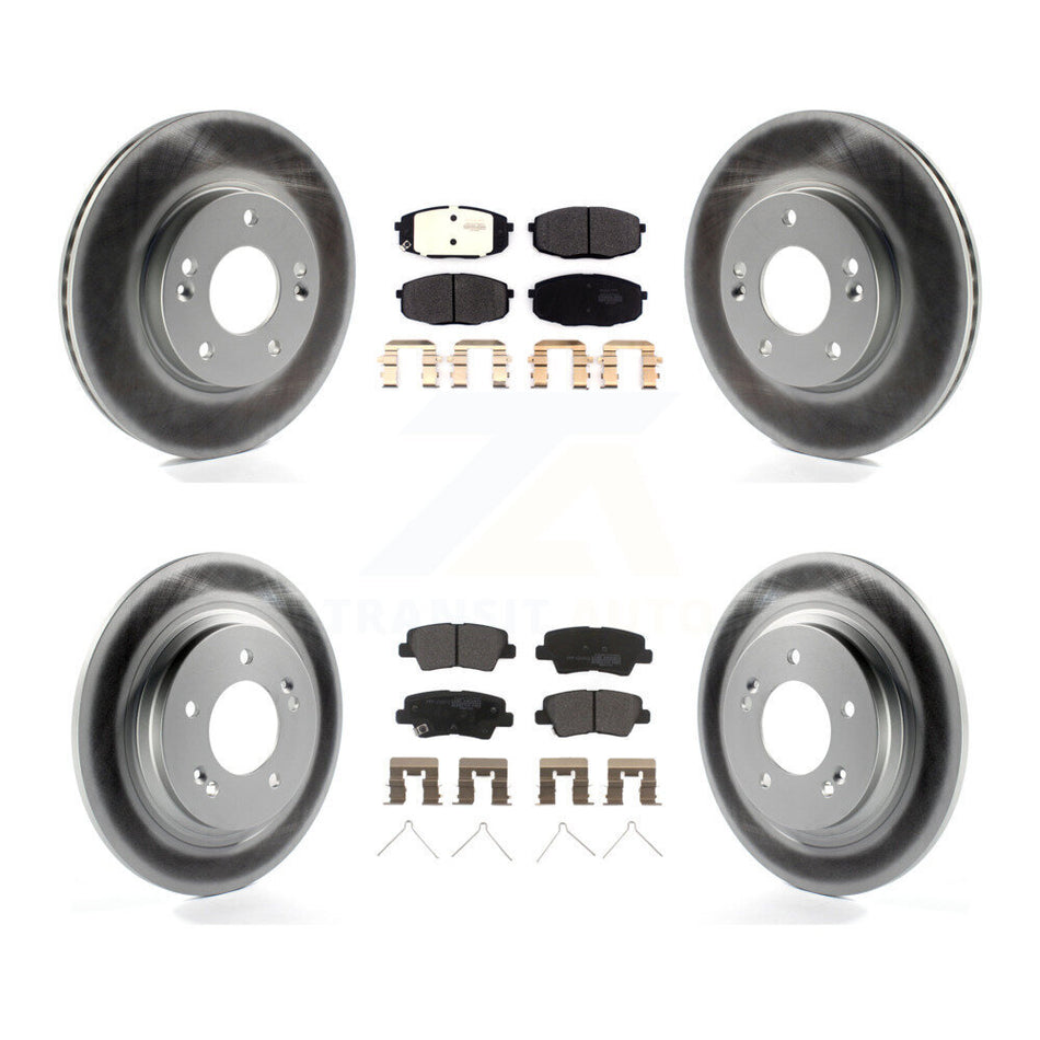 Front Rear Coated Disc Brake Rotors And Semi-Metallic Pads Kit For Hyundai Elantra GT Kia Forte Forte5 KGF-101988
