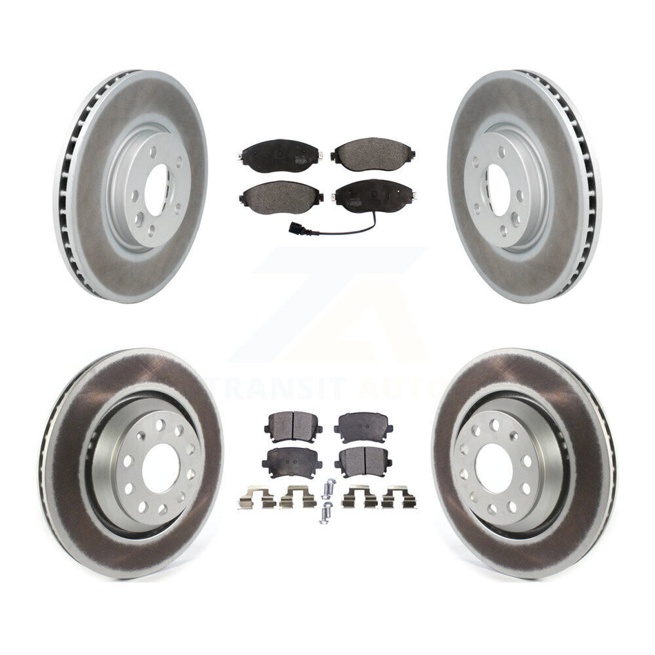Front Rear Coated Disc Brake Rotors And Semi-Metallic Pads Kit For Volkswagen CC AWD KGF-101992