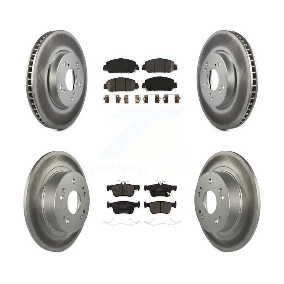 Front Rear Coated Disc Brake Rotors And Semi-Metallic Pads Kit For Honda Accord KGF-101994