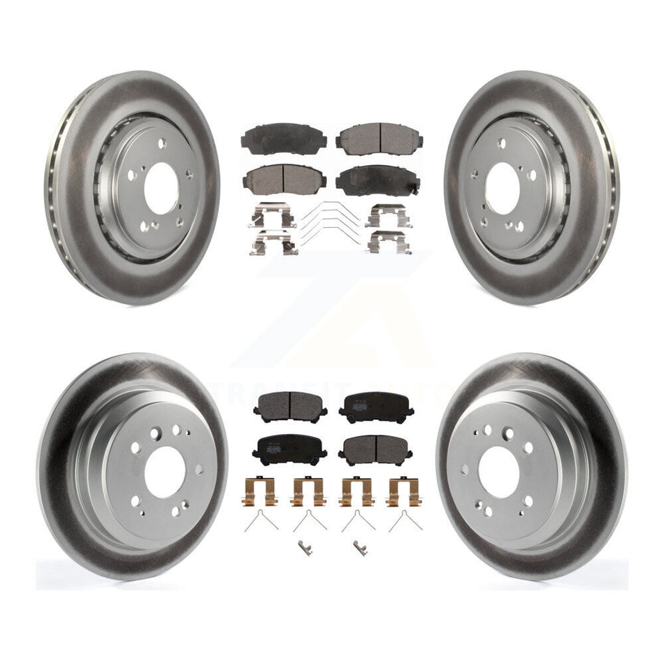 Front Rear Coated Disc Brake Rotors And Semi-Metallic Pads Kit For 2019-2022 Honda Passport KGF-101996
