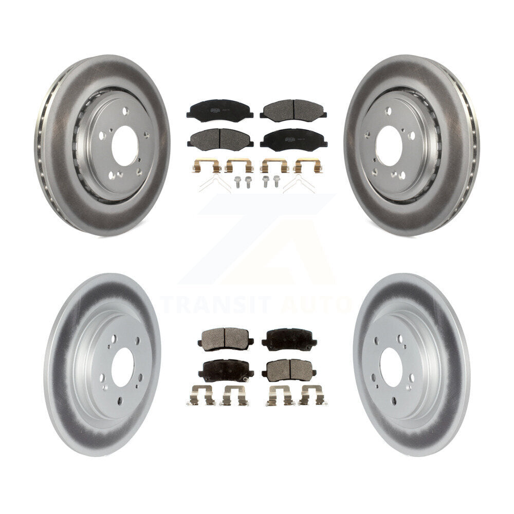 Front Rear Coated Disc Brake Rotors And Semi-Metallic Pad Kit For 2018-2023 Honda Odyssey KGF-101998