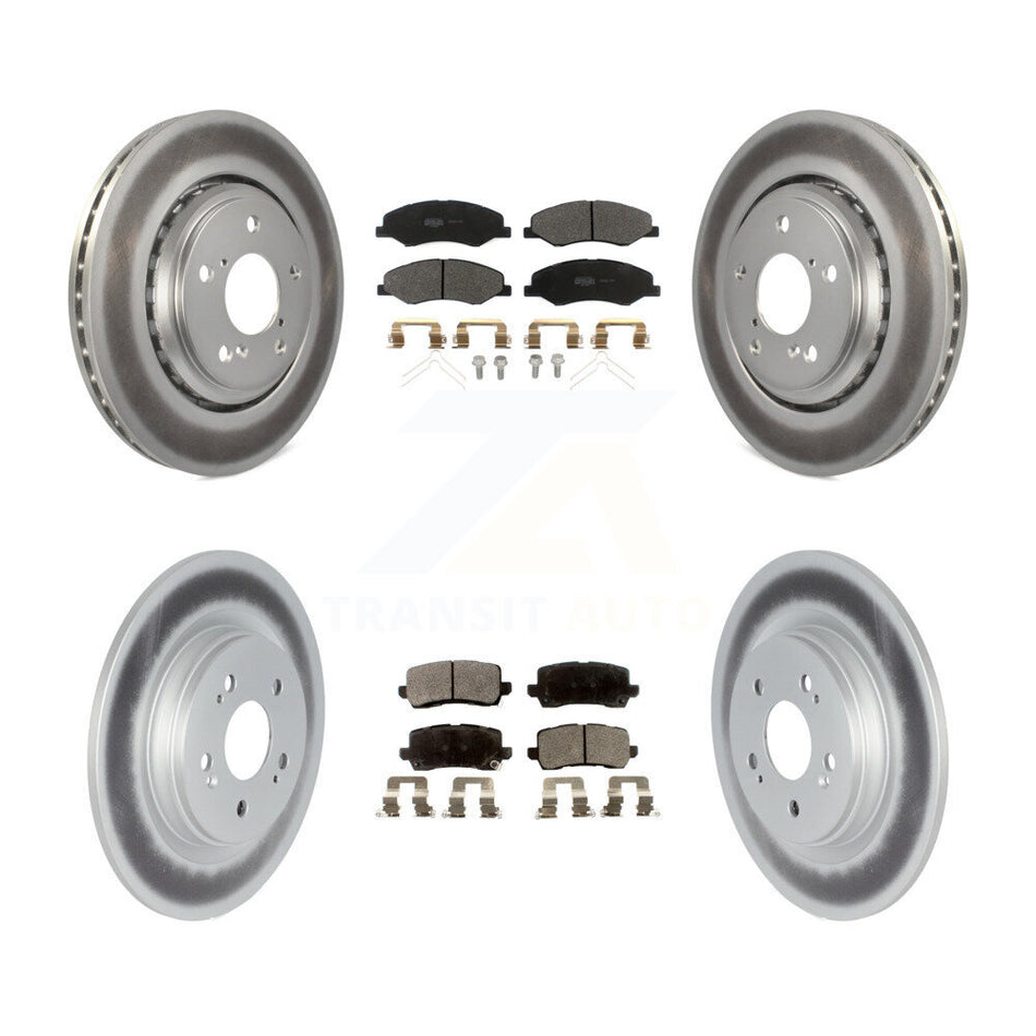 Front Rear Coated Disc Brake Rotors And Semi-Metallic Pad Kit For 2018-2023 Honda Odyssey KGF-101998