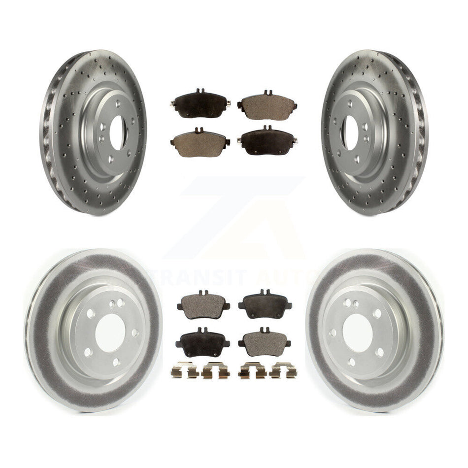 Front Rear Coated Disc Brake Rotors And Semi-Metallic Pads Kit For Mercedes-Benz CLA250 With Sport Package KGF-102001