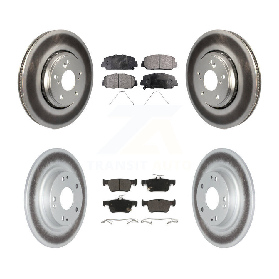 Front Rear Coated Disc Brake Rotors And Semi-Metallic Pads Kit For Honda Civic KGF-102016