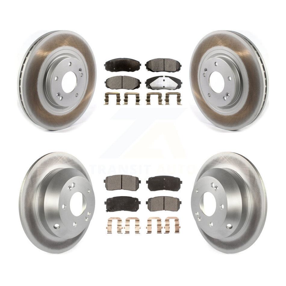 Front Rear Coated Disc Brake Rotors And Semi-Metallic Pads Kit For 2015-2019 Kia Sedona KGF-102019