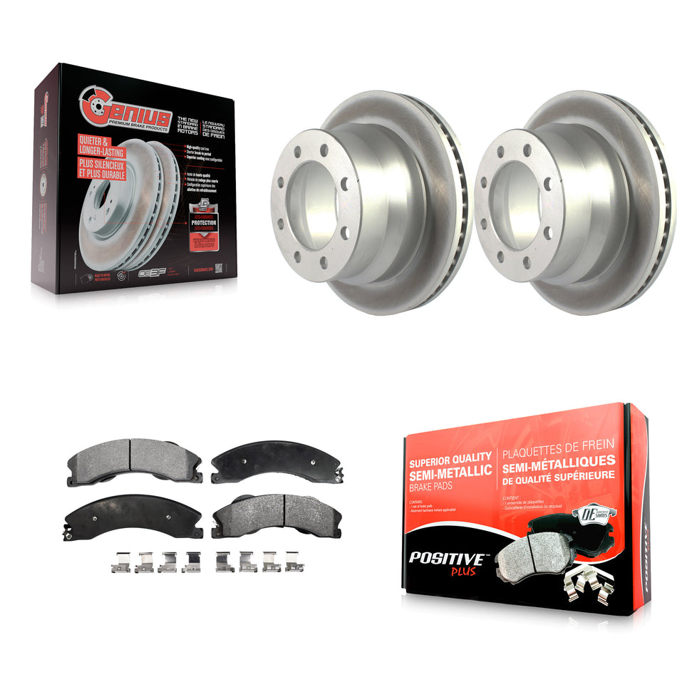 Rear Coated Disc Brake Rotors And Semi-Metallic Pads Kit For Chevrolet Express 3500 GMC Savana 4500 KGF-102036