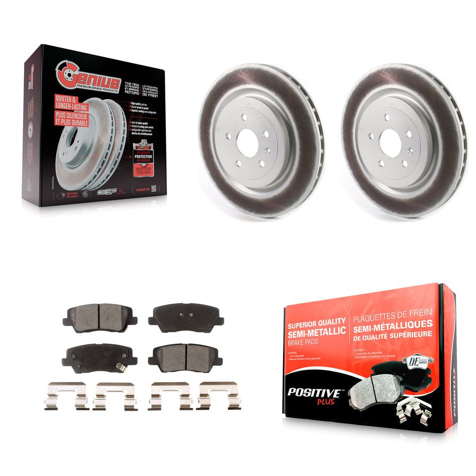 Rear Coated Disc Brake Rotors And Semi-Metallic Pads Kit For 2015 Cadillac CTS 6.2L KGF-102040