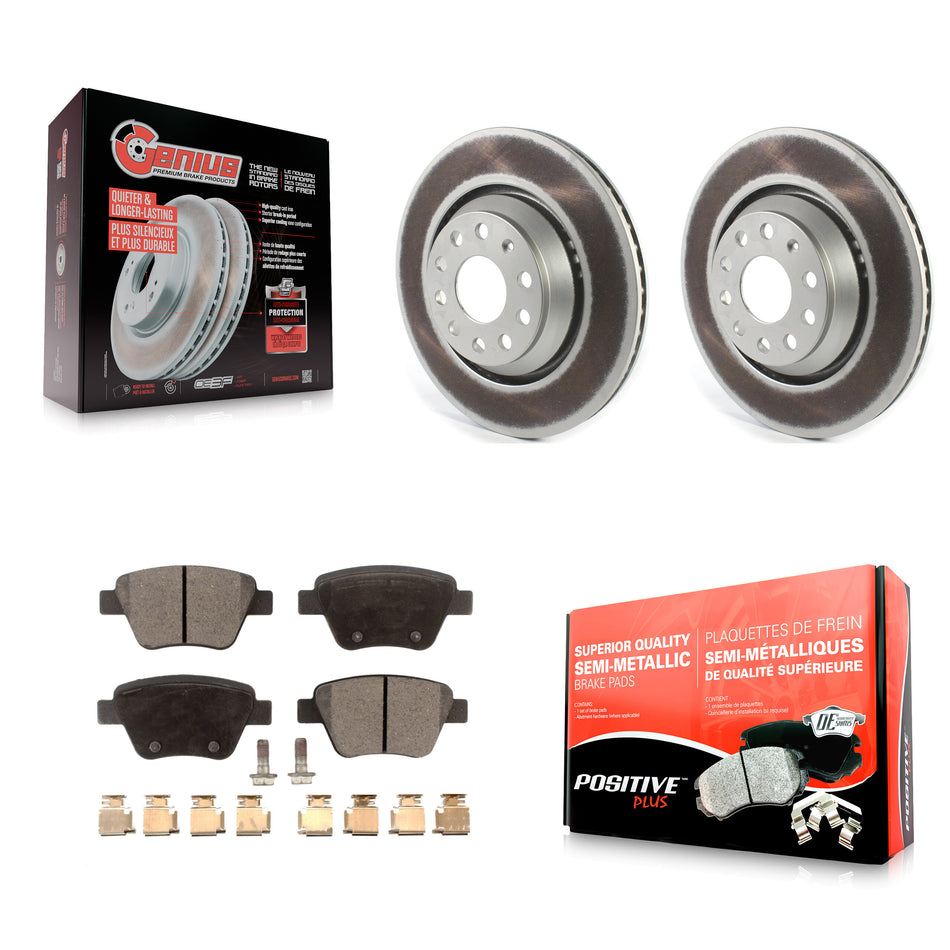 Rear Coated Disc Brake Rotors And Semi-Metallic Pads Kit For 2013 Volkswagen GTI With 310mm Diameter Rotor KGF-102060