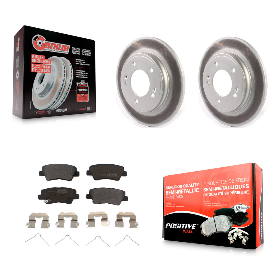 Rear Coated Disc Brake Rotors And Semi-Metallic Pads Kit For Hyundai Elantra Kia Niro Ioniq KGF-102075