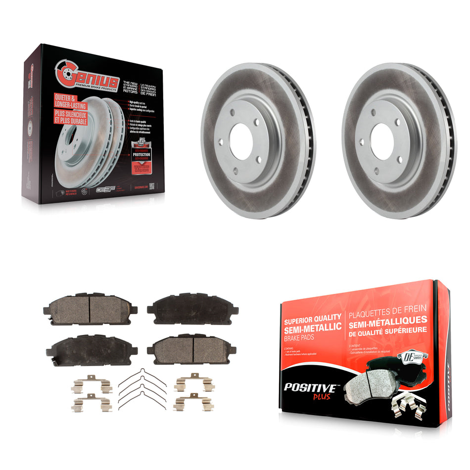Front Coated Disc Brake Rotors And Semi-Metallic Pads Kit For 2011-2017 Nissan Quest KGF-102088