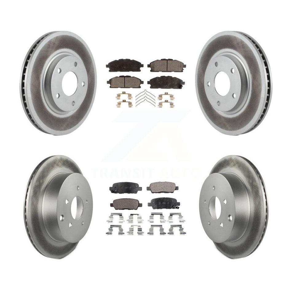 Front Rear Coated Disc Brake Rotors And Semi-Metallic Pads Kit For 2011-2017 Nissan Quest KGF-102103