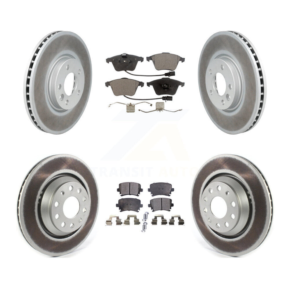 Front Rear Coated Disc Brake Rotors And Semi-Metallic Pads Kit For Volkswagen CC With 340mm Diameter Rotor KGF-102111