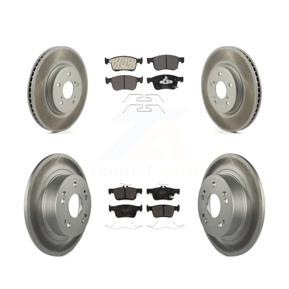 Front Rear Coated Disc Brake Rotors And Semi-Metallic Pads Kit For Honda Accord KGF-102128