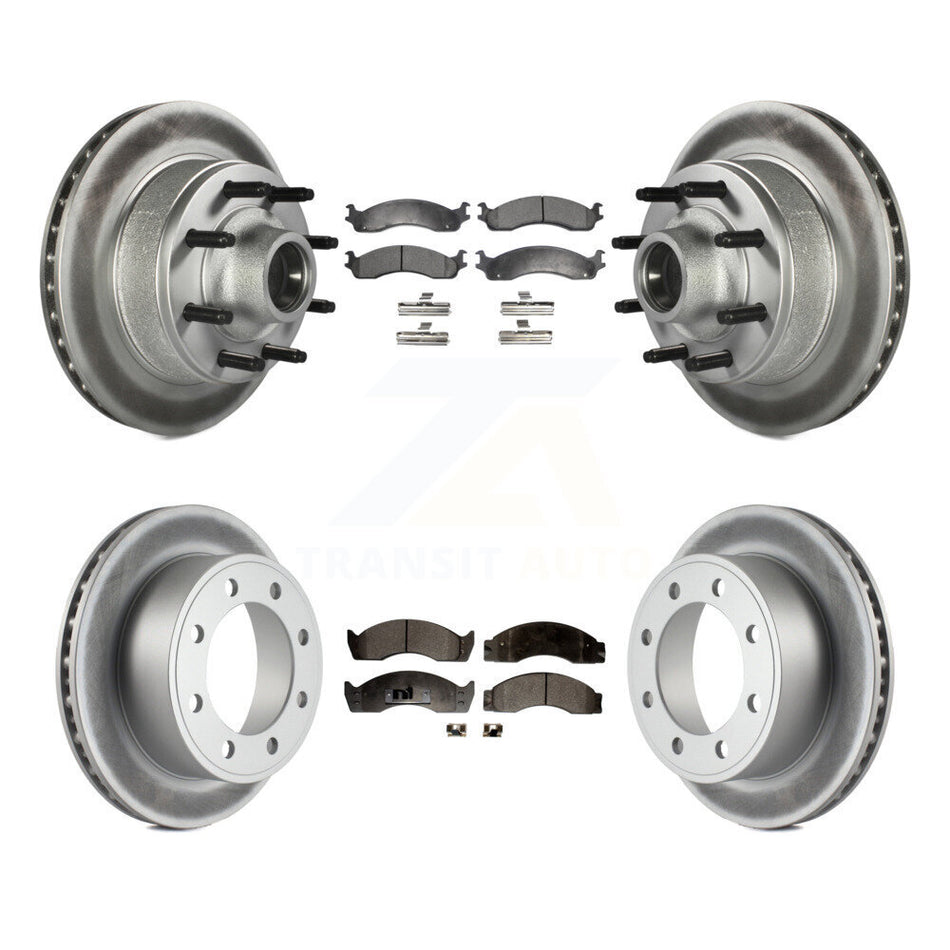 Front Rear Coated Disc Brake Rotors And Semi-Metallic Pads Kit For Ford Econoline Super Duty With Single Wheels KGF-102159