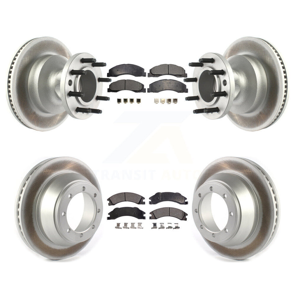 Front Rear Coated Disc Brake Rotors And Semi-Metallic Pads Kit For 2009-2010 Ford E-450 Super Duty DIESEL engine With Dual Wheels KGF-102167