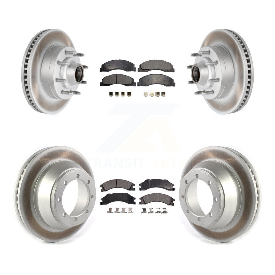 Front Rear Coated Disc Brake Rotors And Semi-Metallic Pads Kit For 2009-2010 Ford E-450 Super Duty DIESEL engine With Single Wheels KGF-102170