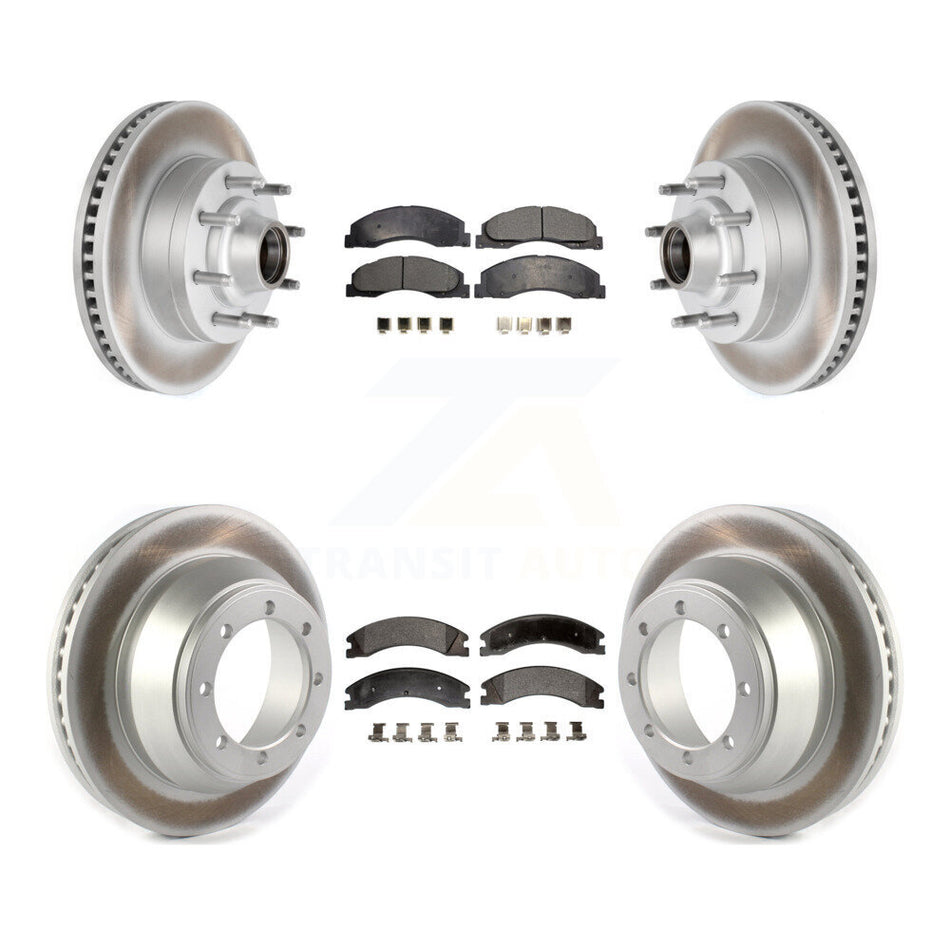 Front Rear Coated Disc Brake Rotors And Semi-Metallic Pads Kit For Ford E-450 Super Duty With Single Wheels KGF-102171
