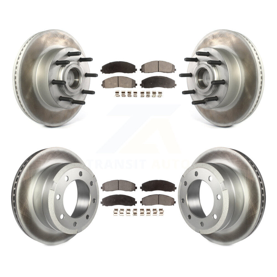 Front Rear Coated Disc Brake Rotors And Semi-Metallic Pads Kit For Ford F-250 Super Duty F-350 KGF-102174