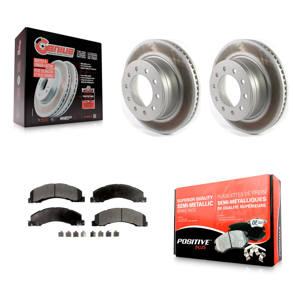 Front Coated Disc Brake Rotors And Semi-Metallic Pads Kit For Ram 5500 Dodge Sterling Truck 4500 Bullet 45 55 KGF-102179