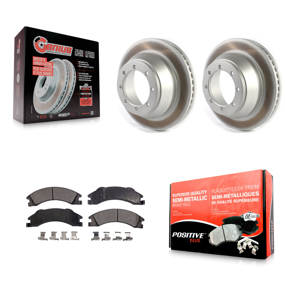 Rear Coated Disc Brake Rotors And Semi-Metallic Pads Kit For 2009-2010 Ford E-450 Super Duty DIESEL engine KGF-102191