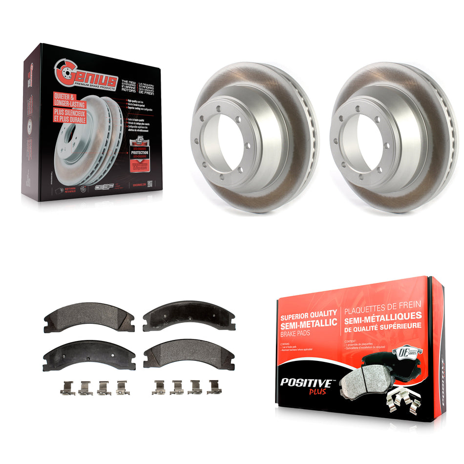 Rear Coated Disc Brake Rotors And Semi-Metallic Pads Kit For Ford E-450 Super Duty KGF-102192