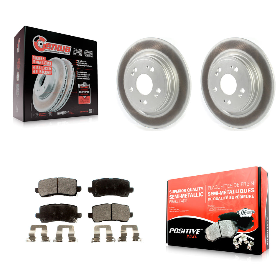 Rear Coated Disc Brake Rotors And Semi-Metallic Pads Kit For 2014-2020 Acura RLX KGF-102194