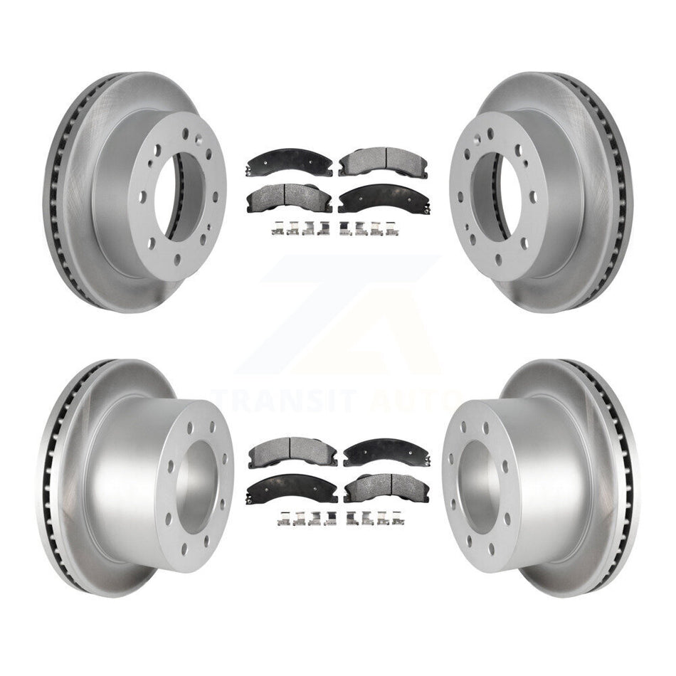 Front Rear Coated Disc Brake Rotors And Semi-Metallic Pads Kit For 2011-2019 Chevrolet Silverado 3500 HD GMC Sierra With Dual Wheels KGF-102197