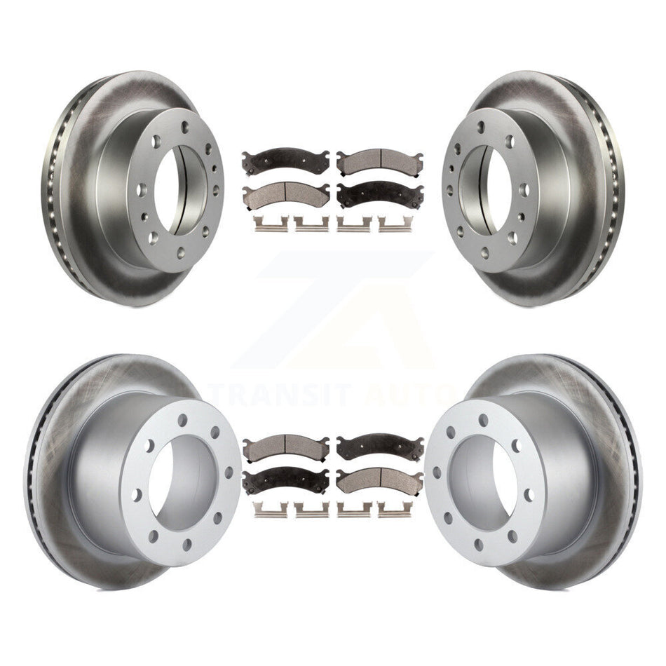 Front Rear Coated Disc Brake Rotors And Semi-Metallic Pads Kit For Chevrolet Silverado 3500 HD GMC Sierra Classic KGF-102208