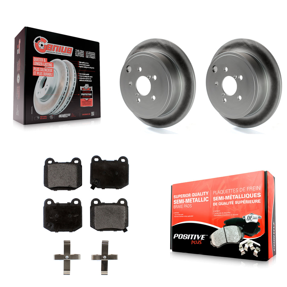 Rear Coated Brake Rotor Semi-Metallic Pad Kit For 2014 Subaru WRX With 17" Factory Wheels KGF-102210