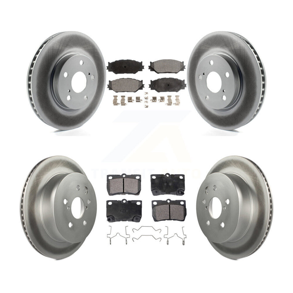 Front Rear Coated Disc Brake Rotors And Semi-Metallic Pads Kit For 2010-2013 Lexus IS250 C Vehicles Built Canadian Market KGF-102236