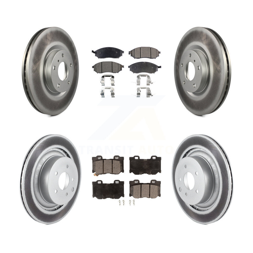 Front Rear Coated Disc Brake Rotors And Semi-Metallic Pads Kit For Nissan 370Z KGF-102245